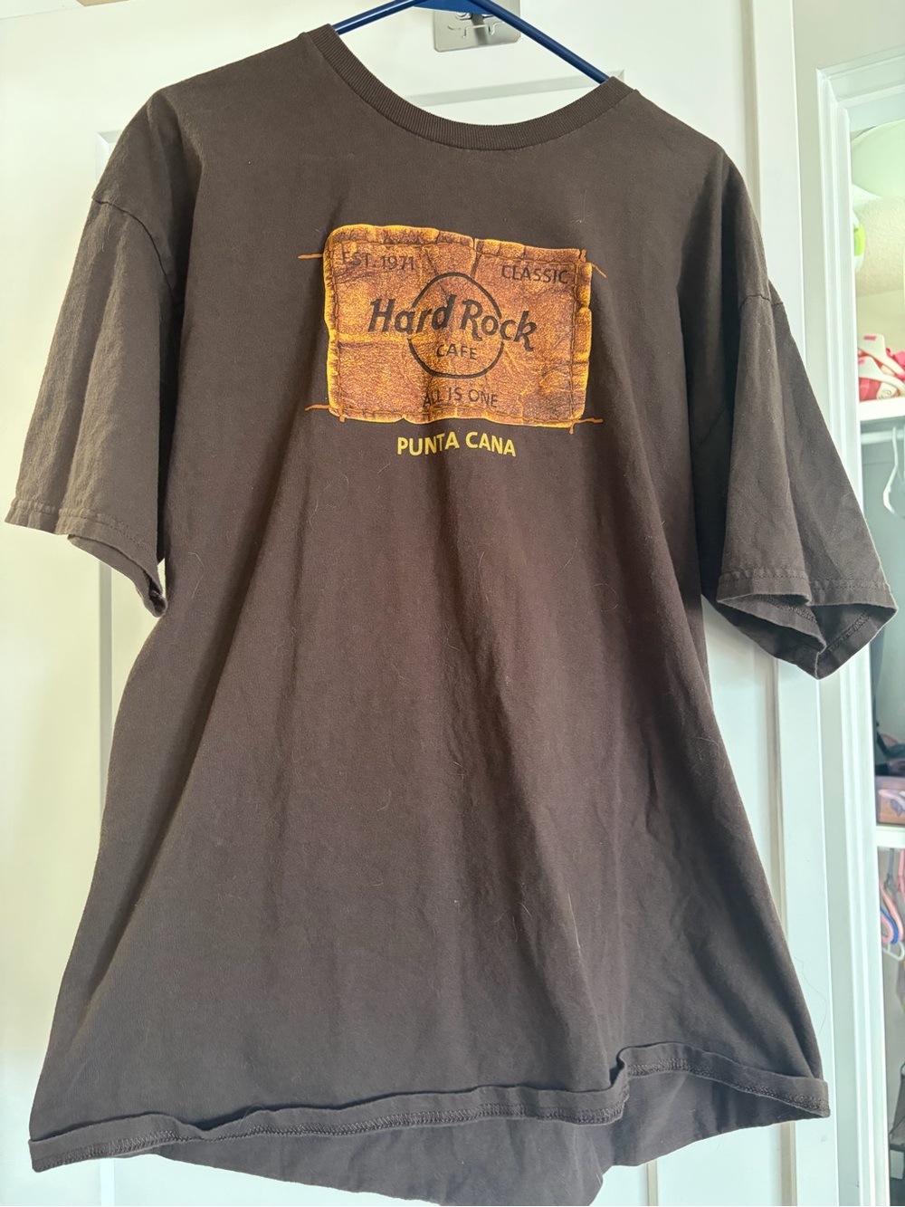 Hard Rock Cafe Brown Tee with Yellow Graphic - Punta Cana